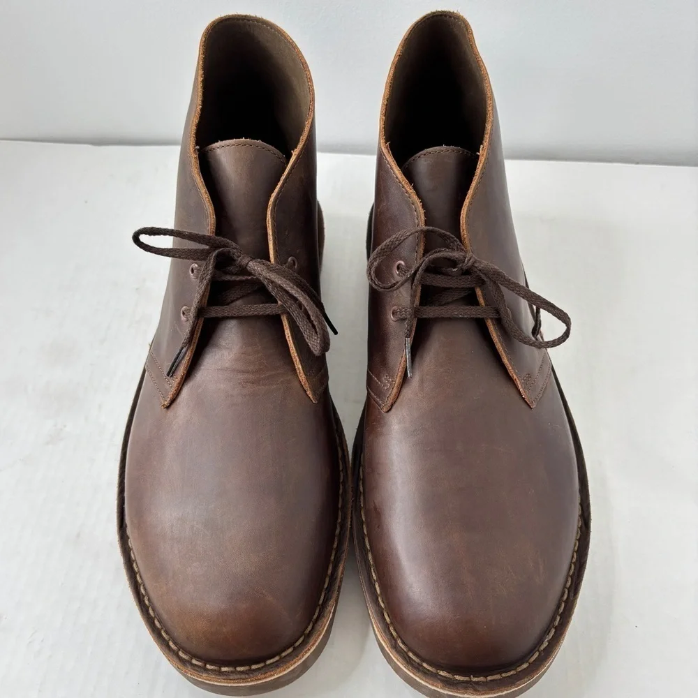 Clarks Bushacre 2 Chukka Boots Men's Size 15 Brown Leather Cushion Comfort  NEW